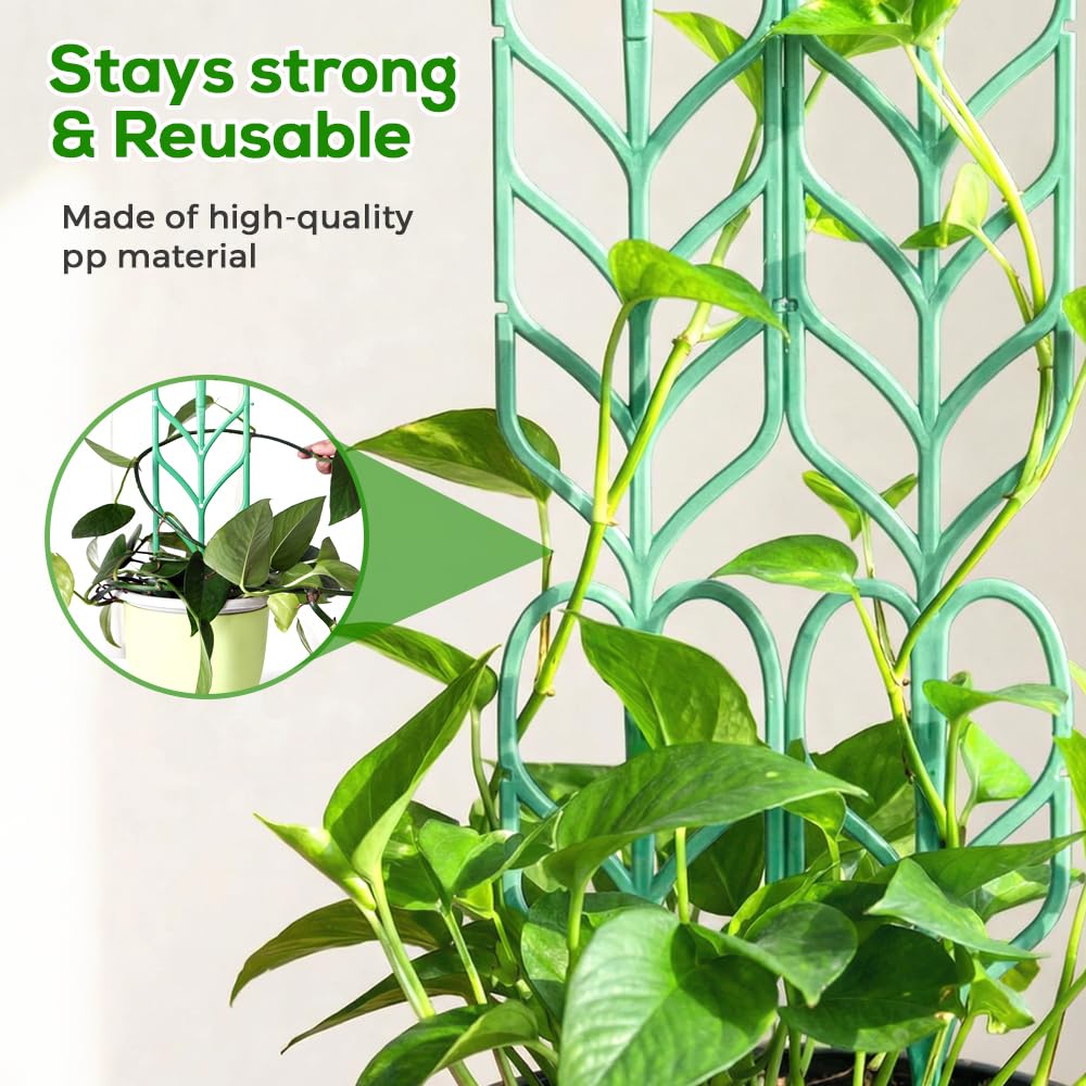 Plant Trellis for Climbing Plants, Indoor Outdoor Plastic Garden Trellis, Adjustable Potted Plant Support for Pothos, Ivy, Hoya, Monstera & Flower Vines (3PCS)
