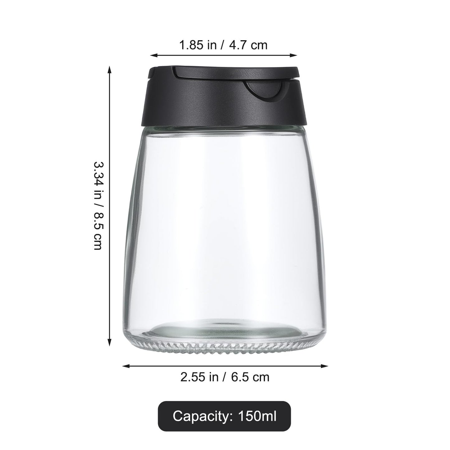 Sewroro 4Pcs Glass Seasoning Jar Set with Double Screw-on Lids Salt Pepper Shakers Condiment Containers for Kitchen Cooking and Outdoor Bbq 2.55X2.55X3.34In