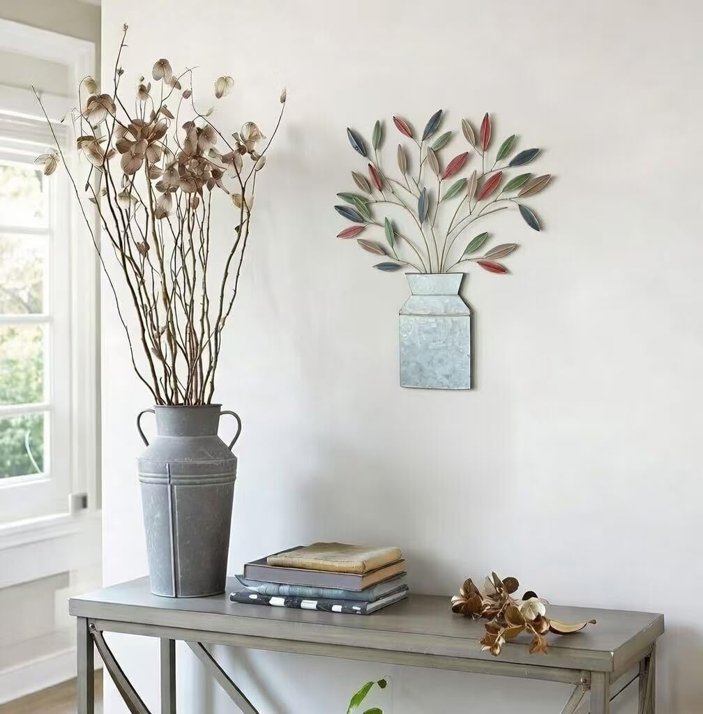 Hosley Metal Dimensional Wall Art Vase- 24" High. Ideal Gift for Weddings, Special Occasion, Home Decor, Party, Spa, Votive/LED Gardens, Home Office O9