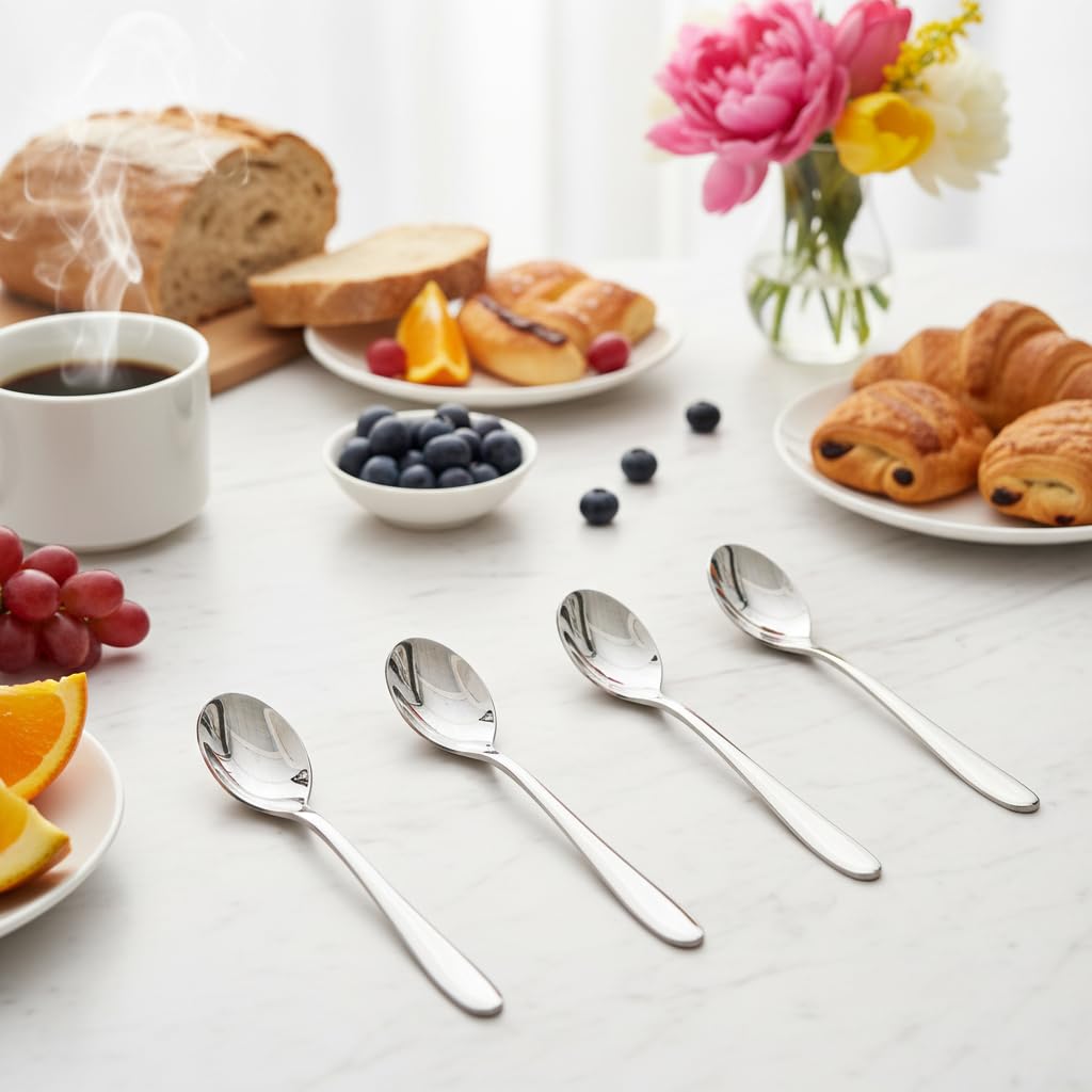 Pretty Home 6 Pieces Set 4.5"Coffee Spoon, Demitasse spoon,Espresso spoon Stainless Steel 18/10 (SUS 304#) Food Safety Grade