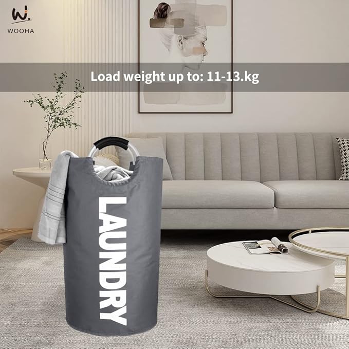 WOOHA 125L Large laundry basket, Collapsible laundry hamper, Tall Clothes