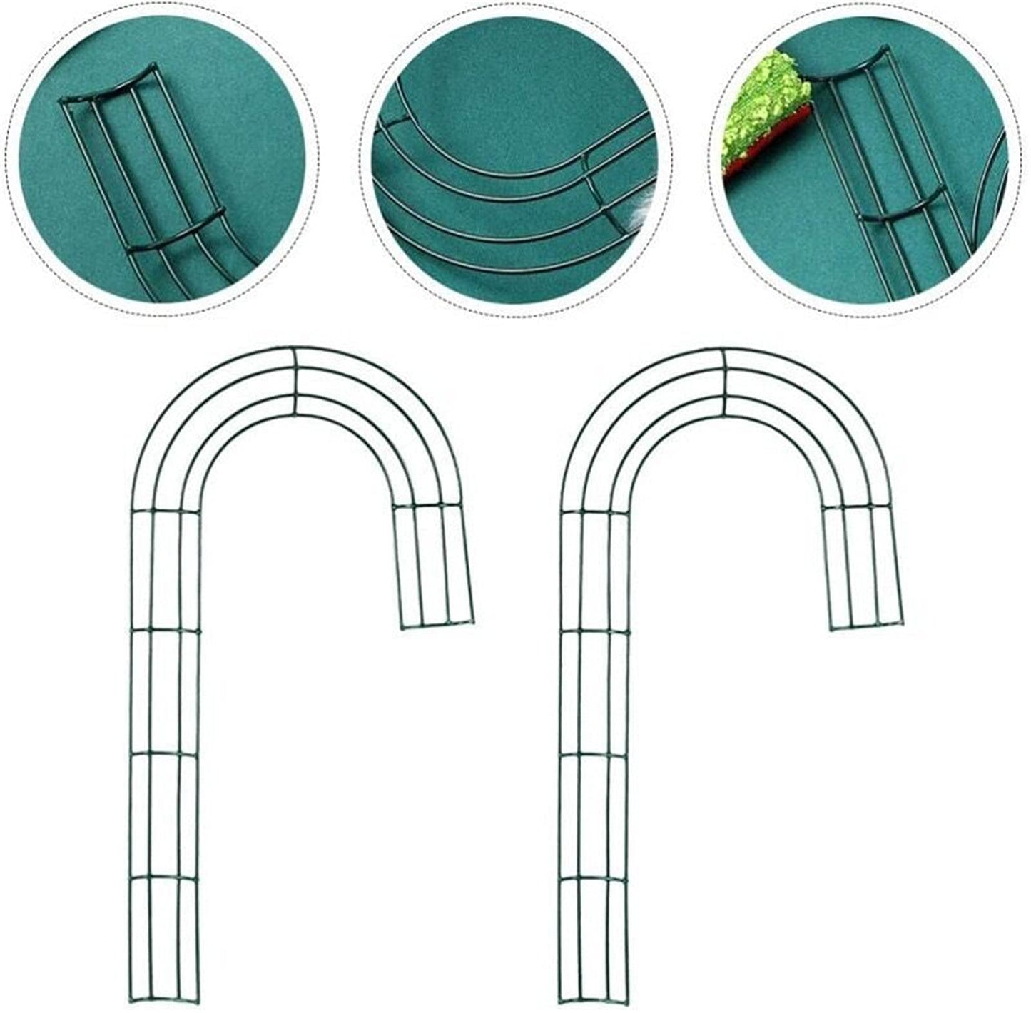 SOHAIL Candy Cane Shaped Wire Wreath Frame,Metal Floral Flower Wreath Frames Form J Letter Making Rings for DIY Christmas New Year Party Home Outdoor Ornaments Decor (16 inch,2PCS)