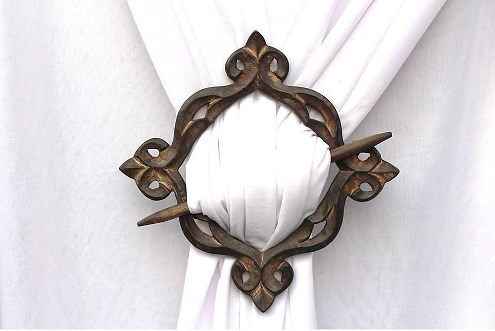 Beautiful Curtain Tiebacks, Antique Wooden Curtain Hook, Handmade Rustic Decorative Curtain Holdbacks, Modern Drapery Tiebacks, Decorative Window Curtain Tie