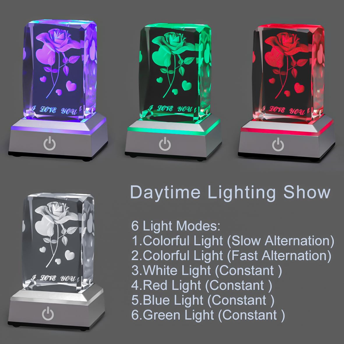 hochance 3D Rose Crystal Nightlight,Perfect Mothers Day Gifts for Wife Her Mom from Daughter Husband Son，Mother's Day Ideas Unique Anniversary Birthday Decolamp Presents