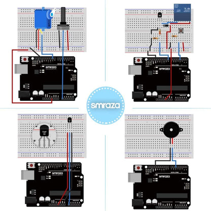 Smraza Ultimate Starter Kit with Tutorial, Breadboard Holder, Jumper Wires, Resistors, DC Motor Compatible with Arduino R3 Project Compatible with Mega 2560 Compatible with Nano