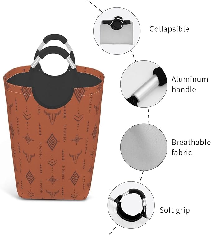 Western Boho Brown Foldable Collapsible Laundry Basket