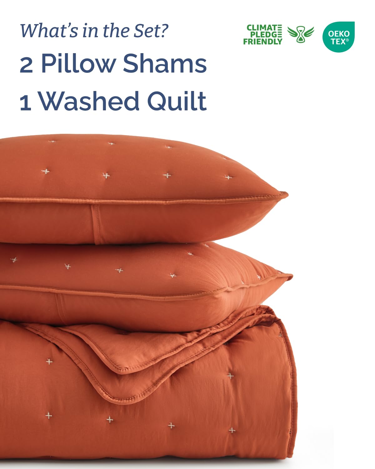 Quilts Full Size - Bedspread for Full Size - Lightweight Comforter Set - Quilt Bedding Set for All-Seasons - Ultra Soft, Breathable & Comfy - Summer Coverlet w/ 2 Pillow Shams - 80" x 80", Terracotta