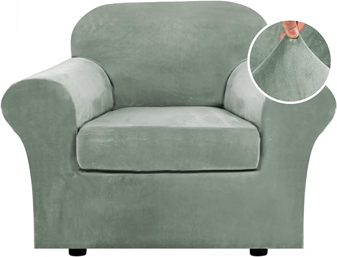 H.VERSAILTEX Rich Velvet Stretch 2 Piece Cover Chair Slipcover Sofa Cover
