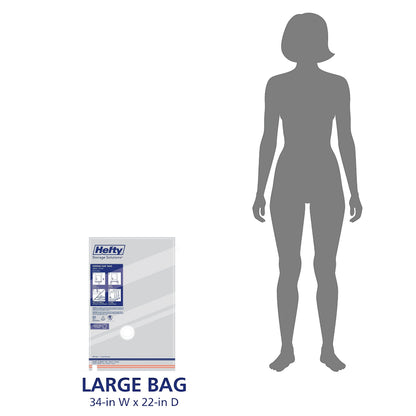Hefty Shrink-Pak Heavy Duty Vacuum Storage Bags – For Clothes, Pillows, Towels, Blankets & More – Space Saver Vacuum Suction Seal for Home or Travel – 4 Large Bags, 34 x 22 Inches
