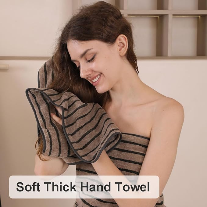Oliven 2 Piece Brown Cabana Stripe Hand Towels