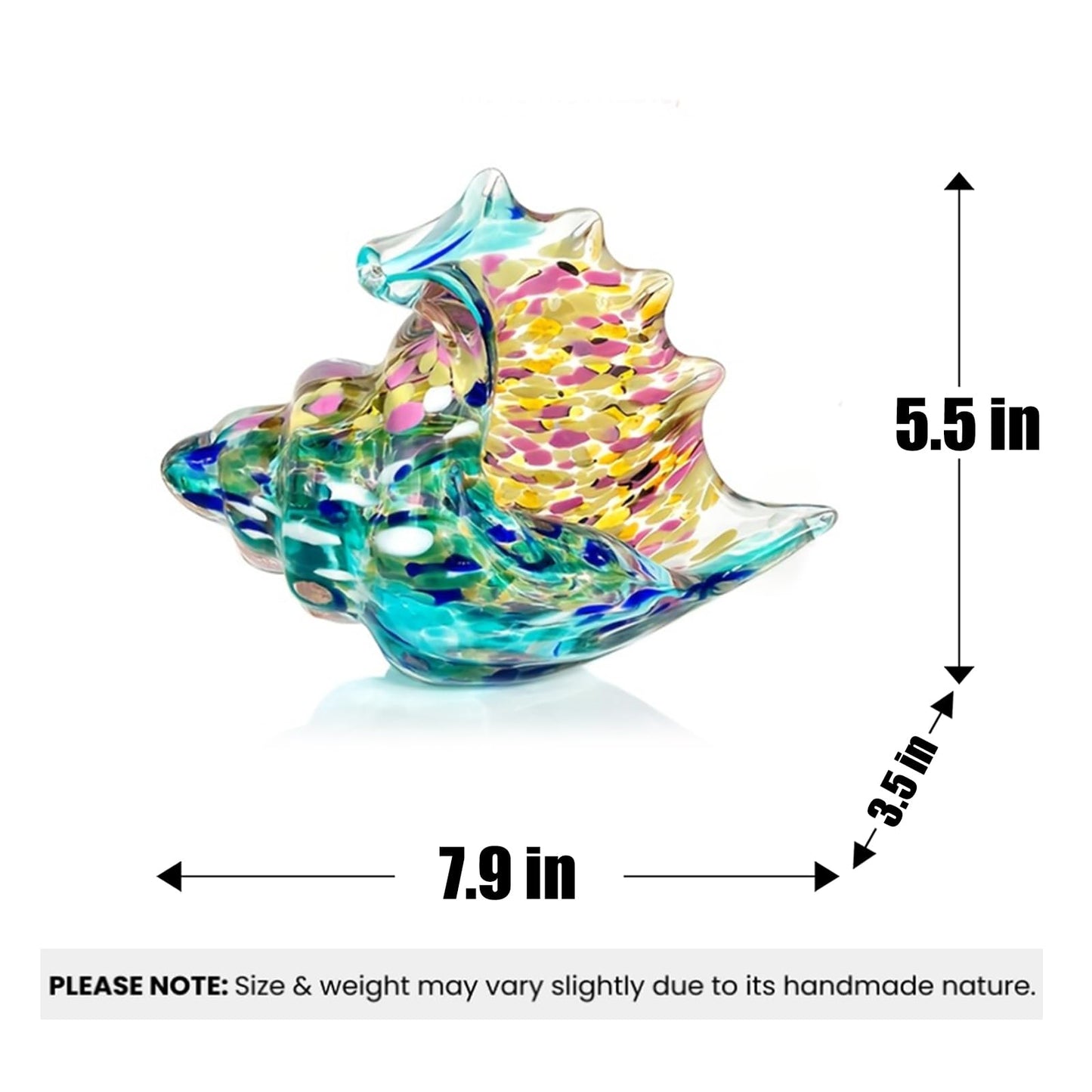 ORRFIDDY Hand Glass Conch Statue, Clear Glass Conch Decoration for Coastal Home Decor, Beach-Themed Tabletop Sculpture