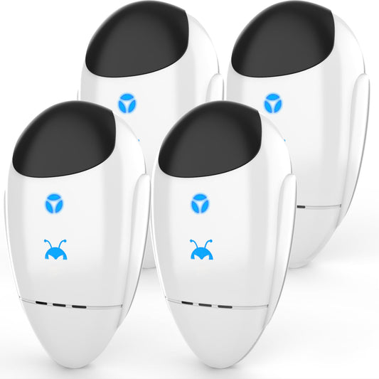 2025 Upgraded Ultrasonic Repeller & Insect Indoor Repeller, Ultrasonic Plug in Repellent for Roach, Rodent, Mouse, Bugs, Mosquito, Mice, Spider, Ant, Electronic Pest Deterrent, 4 Packs