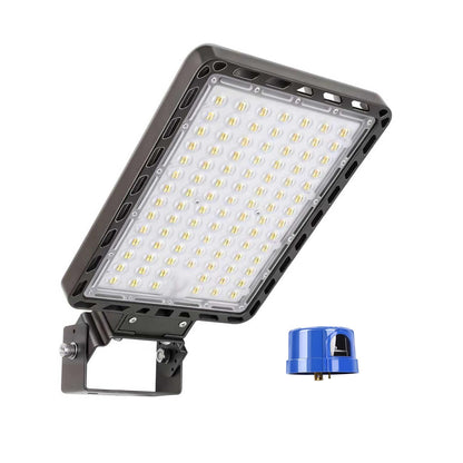 Juyace 240W LED Parking Lot Light with Photocell, 36000LM 5000K, IP65 Dusk to Dawn Outdoor Security Flood Light with Trunnion Bracket, 110-277V Commercial Area Light for Warehouse Street Yard