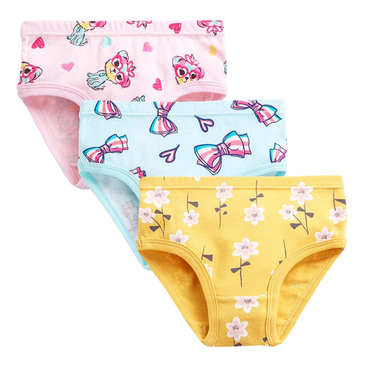 Girls' Knickers 9 Pack Comfortable Briefs Girls Cotton (3-4 Years) MULTICOLOR,Size:110