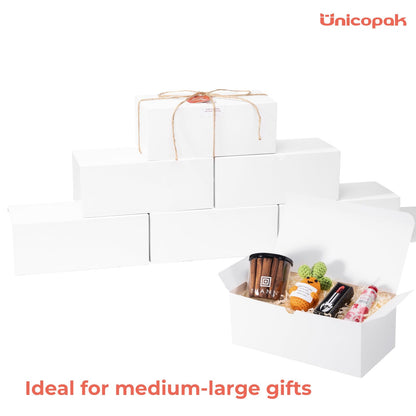 UnicoPak 10 Pack 10x5x4 Gift Boxes, White Gift Boxes for Presents Bridesmaid Proposal Box, Ideal for Birthday Gifts Christmas Gifts Party Favors Homemade and Business
