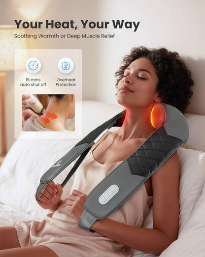 COMFIER Shiatsu Neck and Shoulder Massager,Gifts for Mom Dad,Deep Kneading Massage Pillow with Heat, Back Massager, Pillow Massage, Black