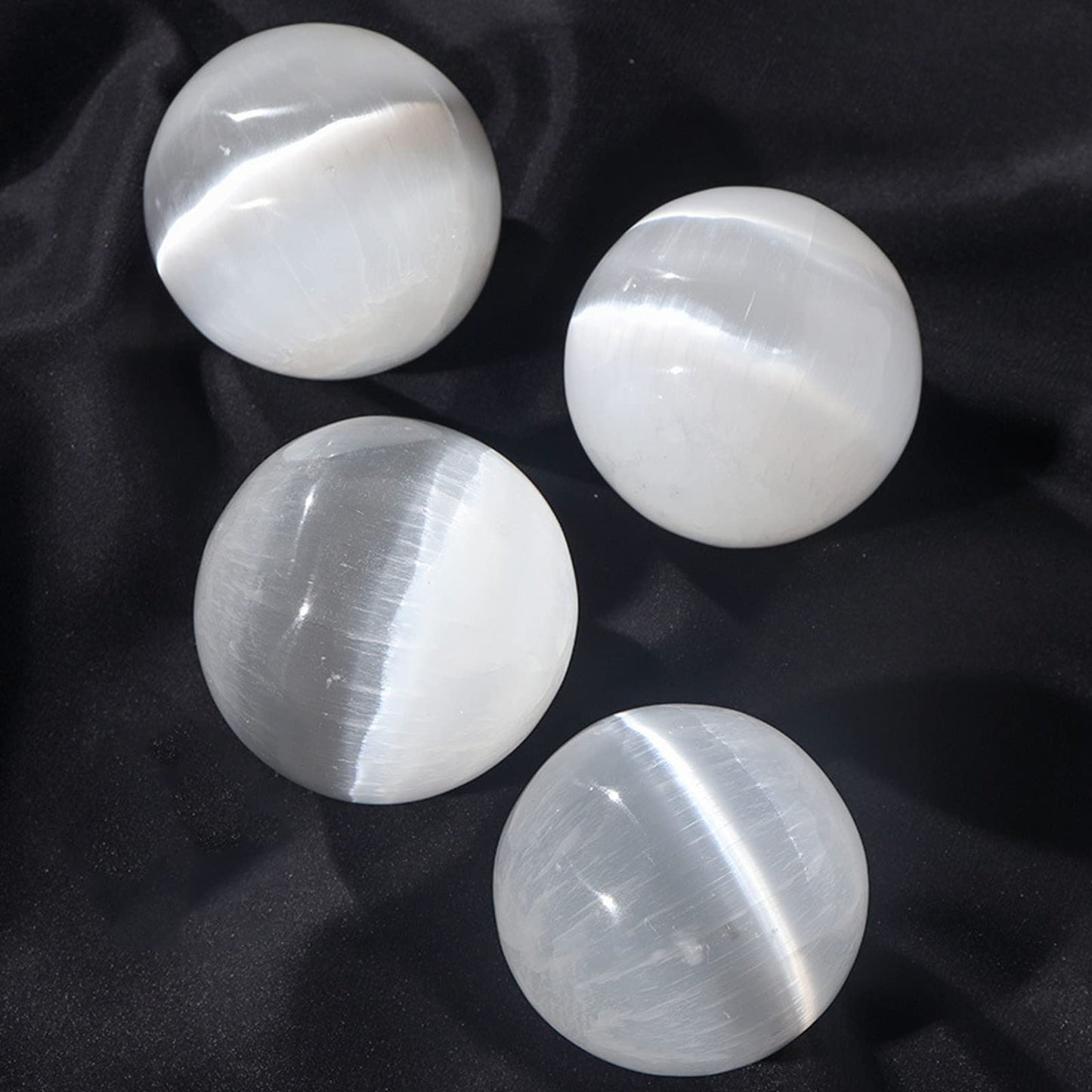 JIC Gem 3.5-4 Inch(90-100mm) Selenite Crystal Sphere with Wooden Stand Healing Crystal Ball for Meditation, Home Decoration