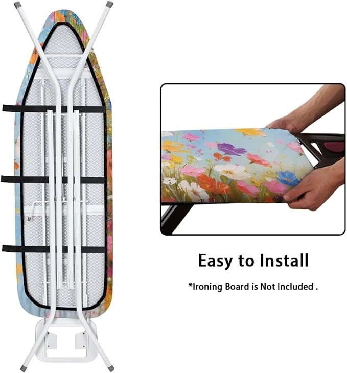 Flower Butterfly Ironing Board Cover and Pad Heat Reflective Stain Resistant