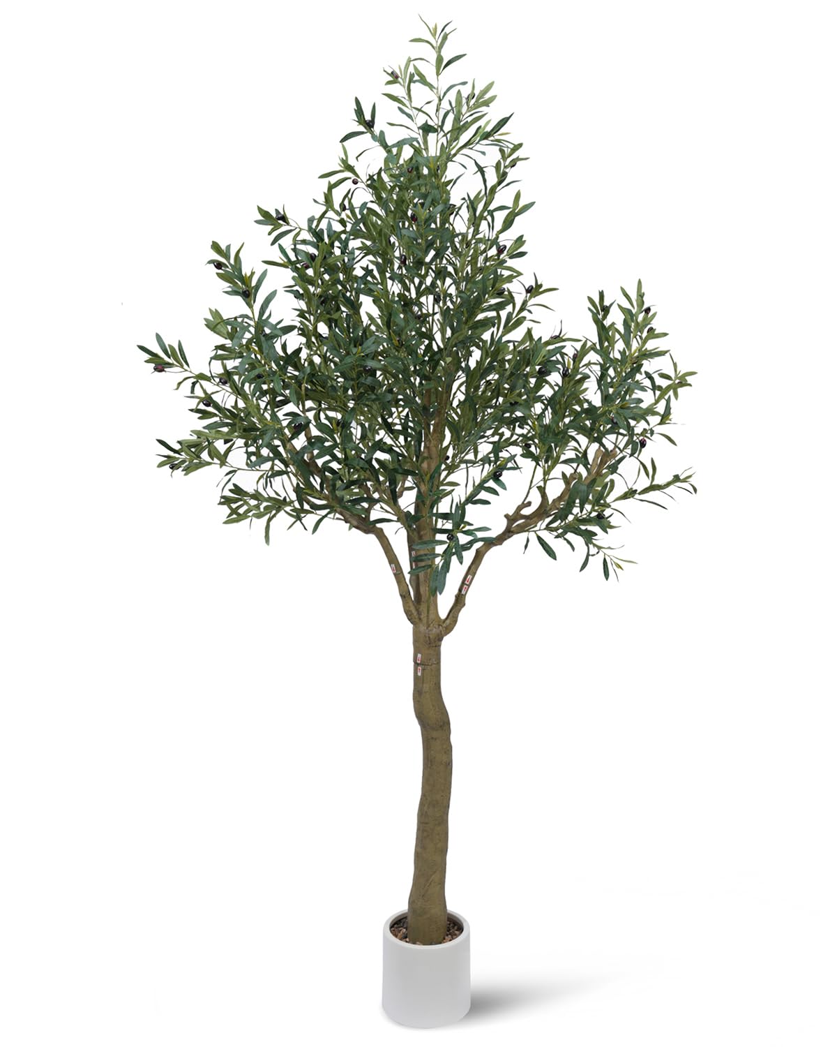 Sillaff Olive Tree 8FT Fake Tree Large Artificial Tree Indoor Faux Plants with Pot, Nearly Natural Olive Branches and Fruits for Living Room Home Office Decorations