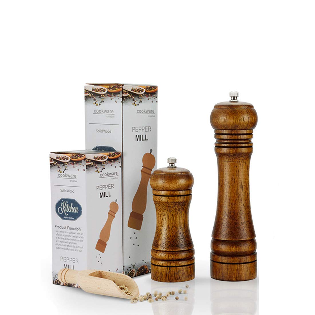 solid wood oak grinder restaurant pepper manual grinding powder pepper grinding kitchen seasoning tool (5 inch)
