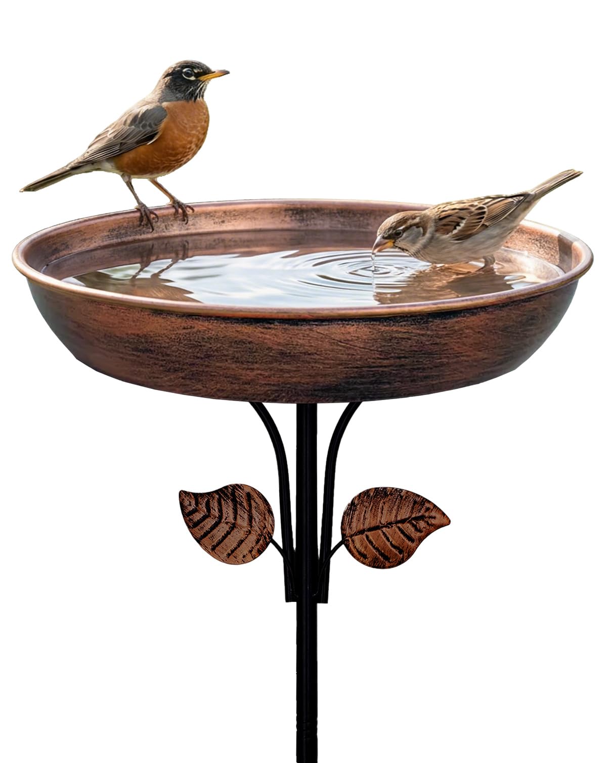 OUISJYER Metal Bird Bath for Outdoors, 12" Dia Bowl with Stable Upgrades Stake Birdbaths Garden Yard Lawn Decor 0.7 Gallon