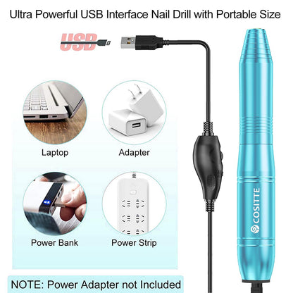 Electric Nail Drill,USB Electric Nail Drill Machine for Acrylic Nail Kit,Portable Electric Nail File Polishing Tool Manicure Pedicure Kit Efile Nail Supplies for Home Salon,Pink