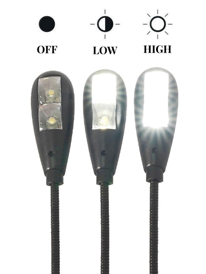 LED USB Reading Lamp Light with 2-Brightness Dimmable Setting, Flexible Gooseneck USB Light for Notebook Laptop Keyboard, Powerbank(On/Off Switch, 1 White+1 Mini USB Light)