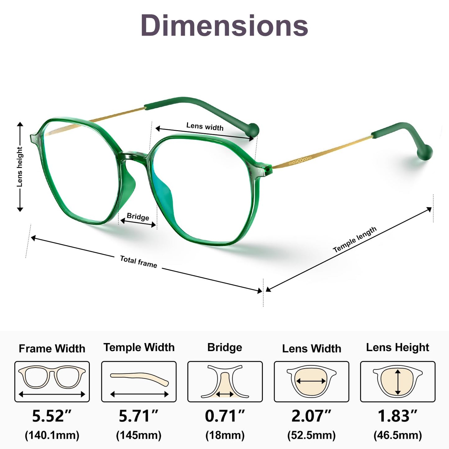 VISOONE Lightweight TR90 Blue Light Blocking Glasses Frame with Anti Glare Eye Protection for Women and Men RANE