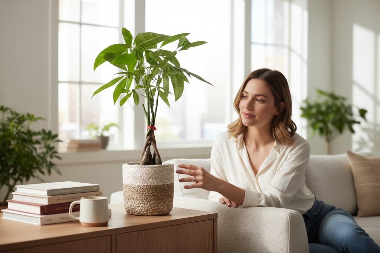 Hopewind Plants Shop Money Tree Live Indoor Plant | 14-22 Inches Tall Bonsai | Easy to Grow Houseplant | Home, Office, or Room Decor | Birthday, Housewarming Gift in 4 Inch Pot