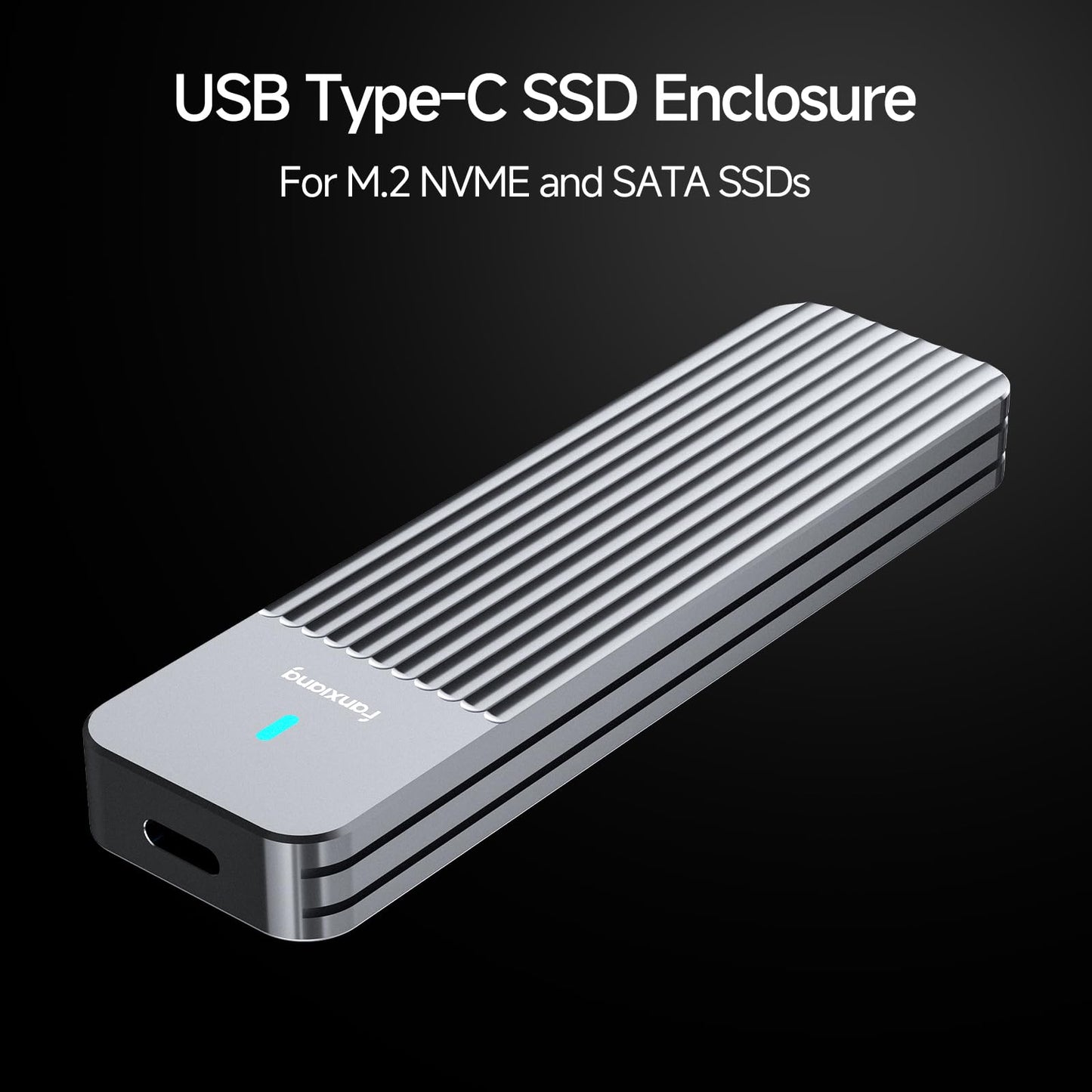 fanxiang M.2 NVMe Enclosure, Dual-Protocol SSD Enclosure USB 3.2 Gen2 10Gbps, Up to 4TB M Key/B+M Key, With USB C to C and USB A to C Cables for 2230/2242/2260/2280—MD87