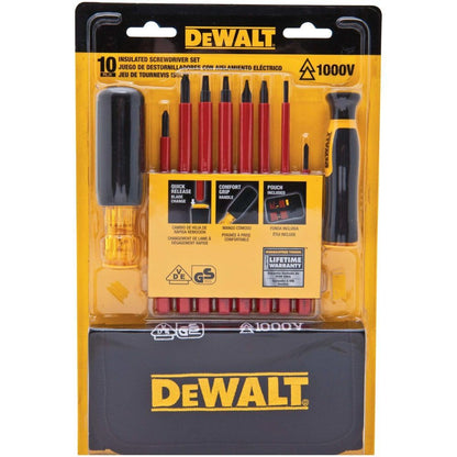 Dewalt DWHT66417 Vinyl Grip Insulated Screwdriver Set - 10 PC