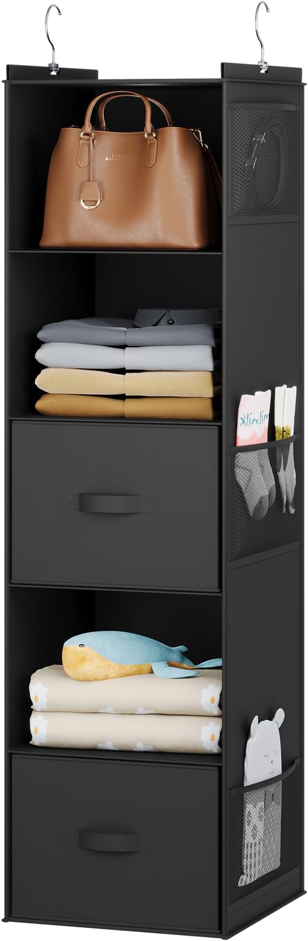 YOUDENOVA Hanging Closet Organizer, 5 Tier Hanging Closet Shelves
