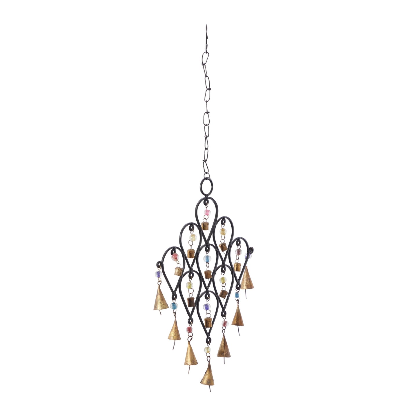 Deco 79 Metal Windchime with Bells, 10" x 1" x 24", Black