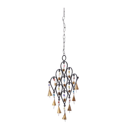 Deco 79 Metal Windchime with Bells, 10" x 1" x 24", Black