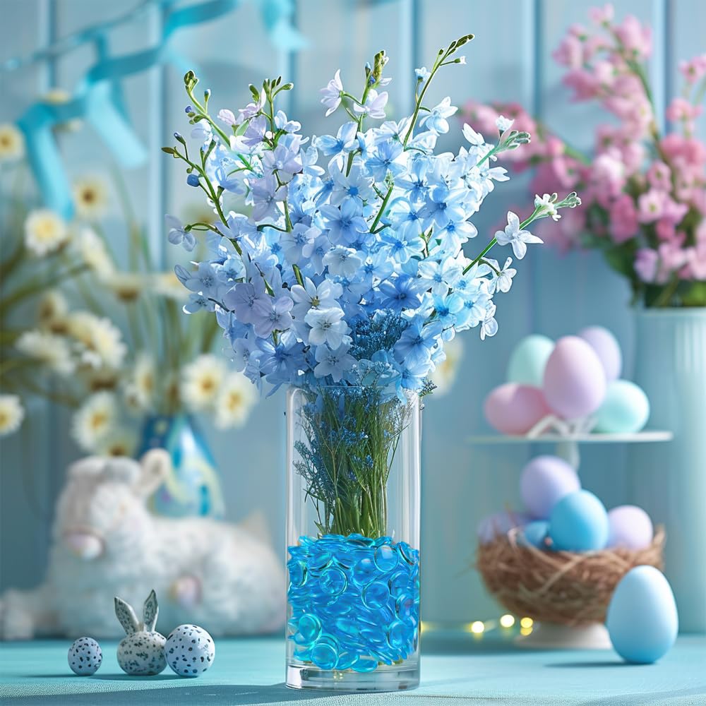 HappyFiller 630 PCS Lake Blue Acrylic Flat Marbles Decorative Gem Stones for Vase Fillers,Beach Theme Wedding Centerpieces,Table Scatters,Party Confetti,Candle Holder,Fish Tank Pebbles Beads