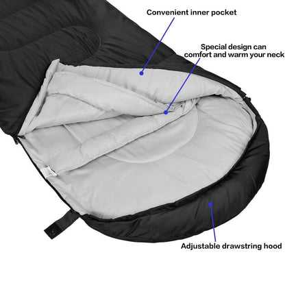 3-4 Season Sleeping Bag for Adults & Kids, Lightweight Warm Cold Weather Camping Bag with Waterproof Compression Sack – Portable for Hiking, Backpacking, Traveling & Outdoor Adventures (Dark Gray)