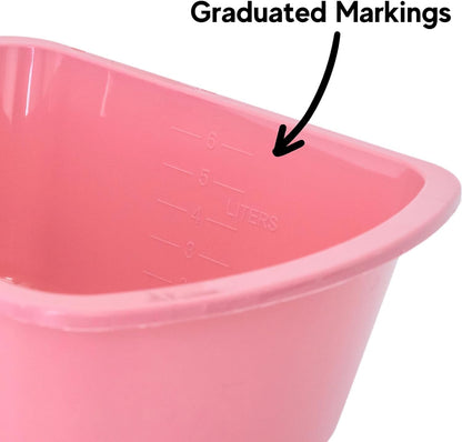 Wash Basins – Rectangular Plastic Hospital Bedside Soaking Tub - Small 7 Qt Graduated Bucket - Portable Washbasin for Washing, Cleaning, Foot Bath, Dishes, Face Cleansing Bowl -13.25 x 10 x 4.5 Inches
