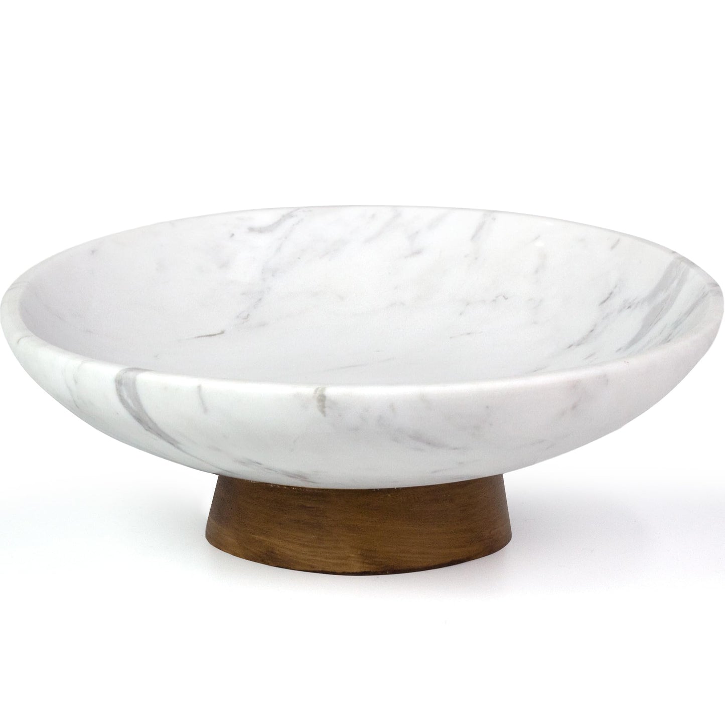 YMXYJM Marble Decorative Bowl - Handcrafted Natural Stone Centerpiece with Pedestal for Home Decor, Marble Fruit Bowl for Kitchen Counter, Entryway Catchall Bowl for Keys, Purse - 11" White, 7 lb