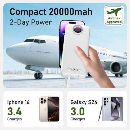 Portable Charger 20000mAh，22.5W Fast Charging Power Bank, Cell Phone Replacement Battery with 5 Output 2 Input for iPhone 16/15 Plus/15 Pro Pro Max,Samsung Galaxy,and More(1 Pack,Pearl Black)