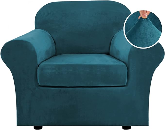 H.VERSAILTEX Rich Velvet Stretch 2 Piece Cover Chair Slipcover Sofa Cover