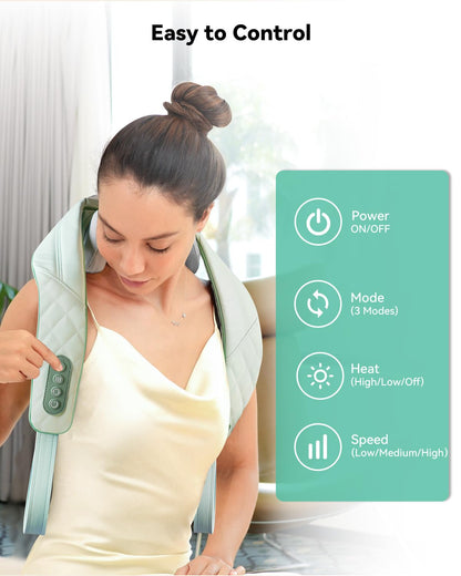 Snailax Cordless Neck Shoulder Massager with Heat for Pain Relief Deep Tissue, Upgarded 4D Kneading, Shiatsu Back Neck Massager Pillow for Neck, Shoulders Back, Gifts for Men Women Mom Dad