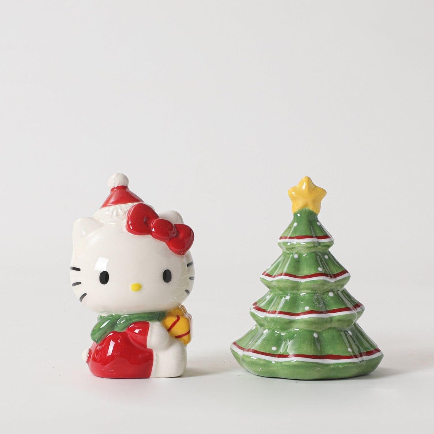 Blue Sky Clayworks Hello Kitty and Christmas Tree Salt and Pepper, Set of 2, Holiday Home Decorations, Ceramic, 24008
