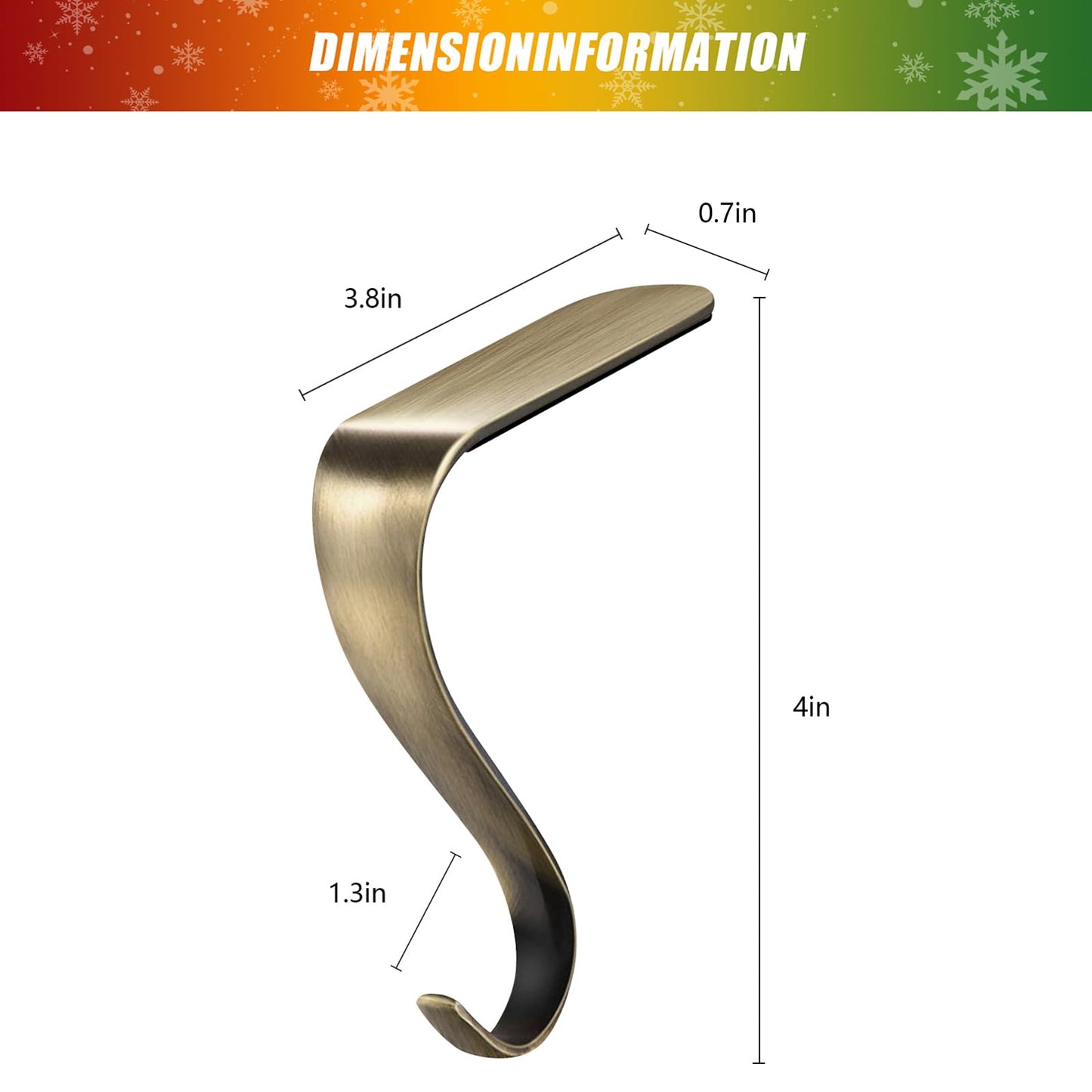Doitory Stocking Holders for Mantle,Christmas Stocking Holder Set of 4,Stocking Hangers for Mantel,Stocking Hooks for Fireplace(Bronze)