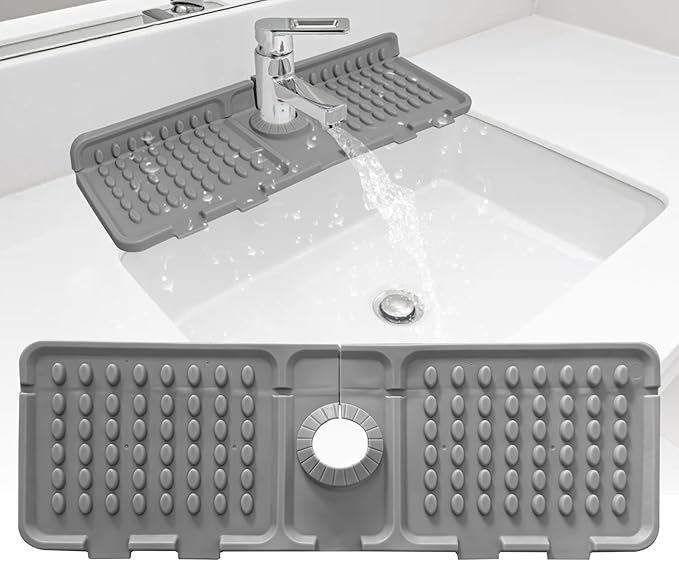 Faucet Mat for Kitchen Sink, Kitchen Sink Splash Guard, Outlet & Slope Upgraded