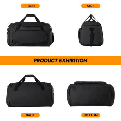 Uarition Gym Bag for Men - 50L Black Durable Large Duffle Bag for Travel, Workout, Fitness & Sport