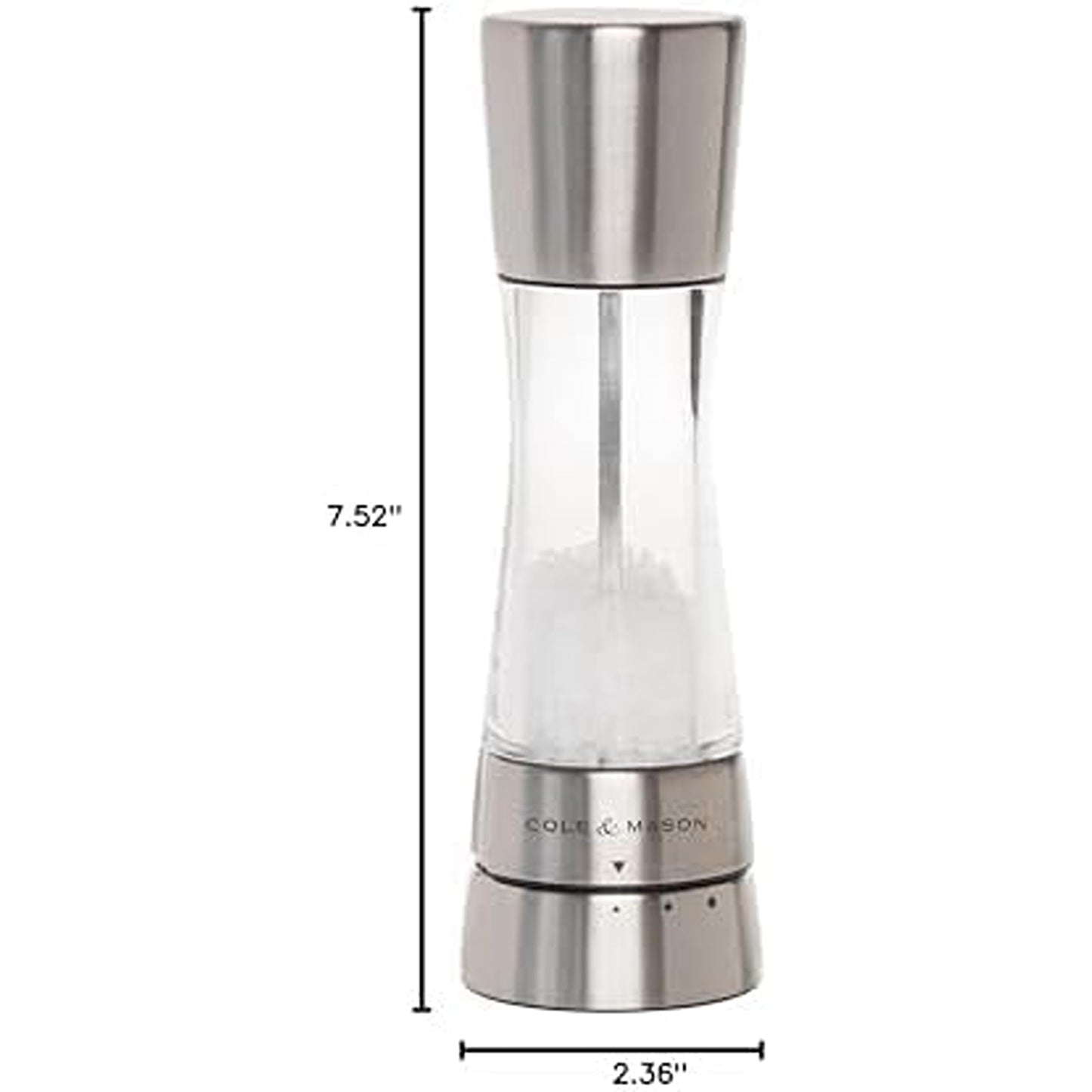COLE & MASON Derwent Salt Grinder - Stainless Steel Mill Includes Gourmet Precision Mechanism and Premium Sea Salt
