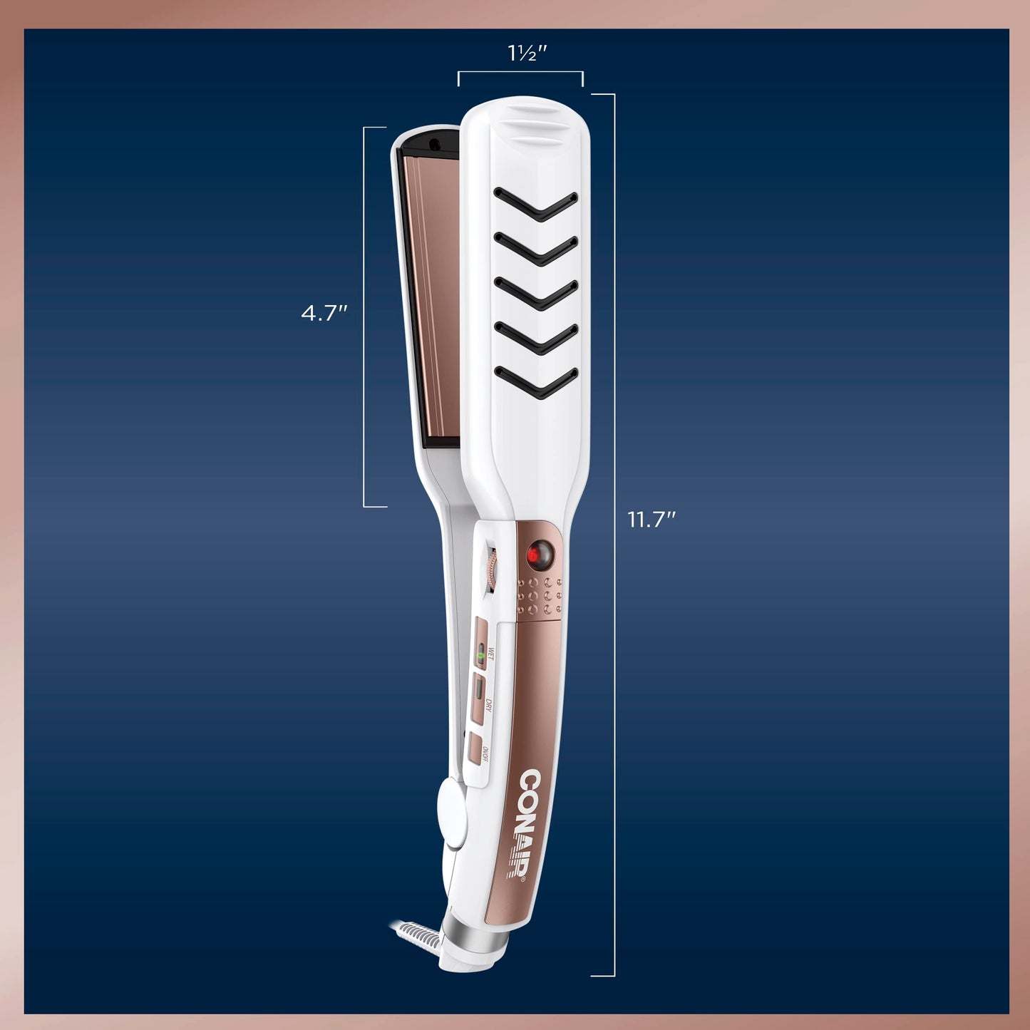 Conair Double Ceramic Flat Iron, 1 1/2-inch Wet-to-Dry Hair Straightener