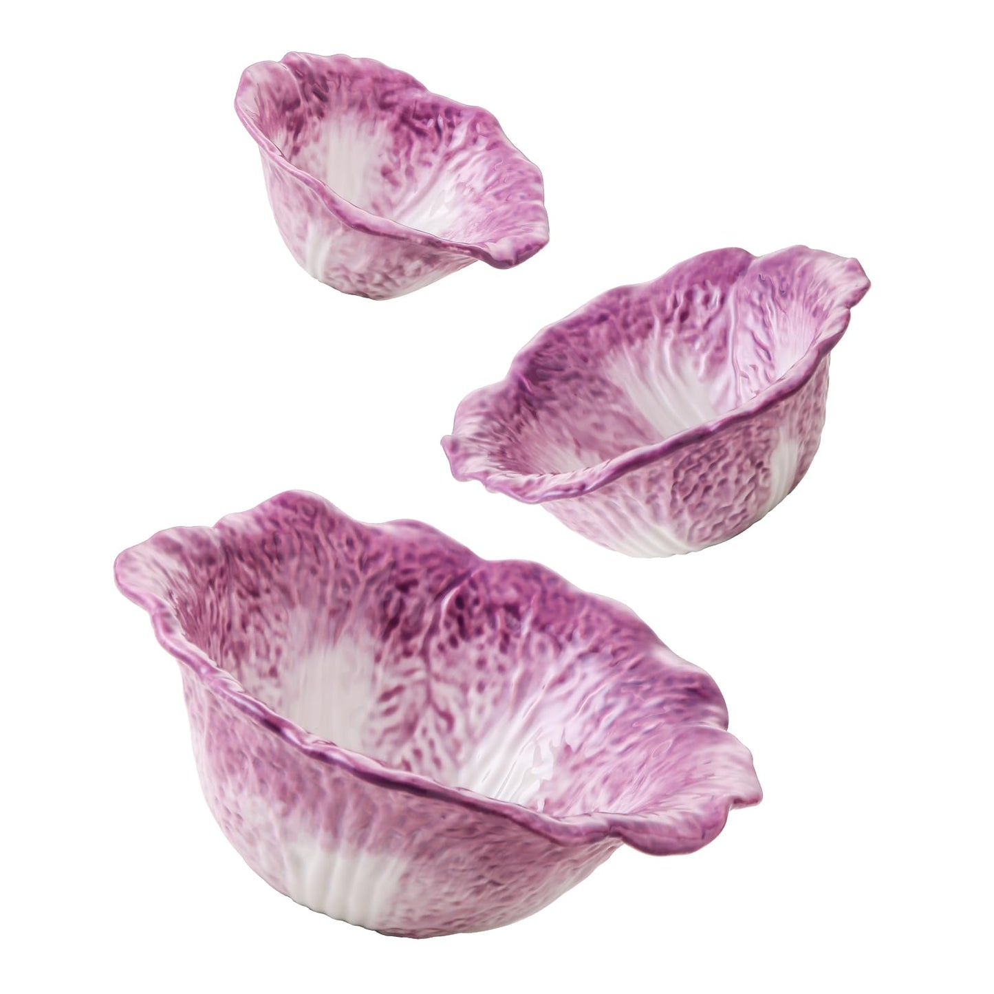 KXZ Ceramic Mixing Bowls Set, Nesting Bowls Set of 3 For Kitchen - 60oz, 16oz, 5oz Prep Serving Bowl Set for Entertaining, Baking and Mixing Salad, purple