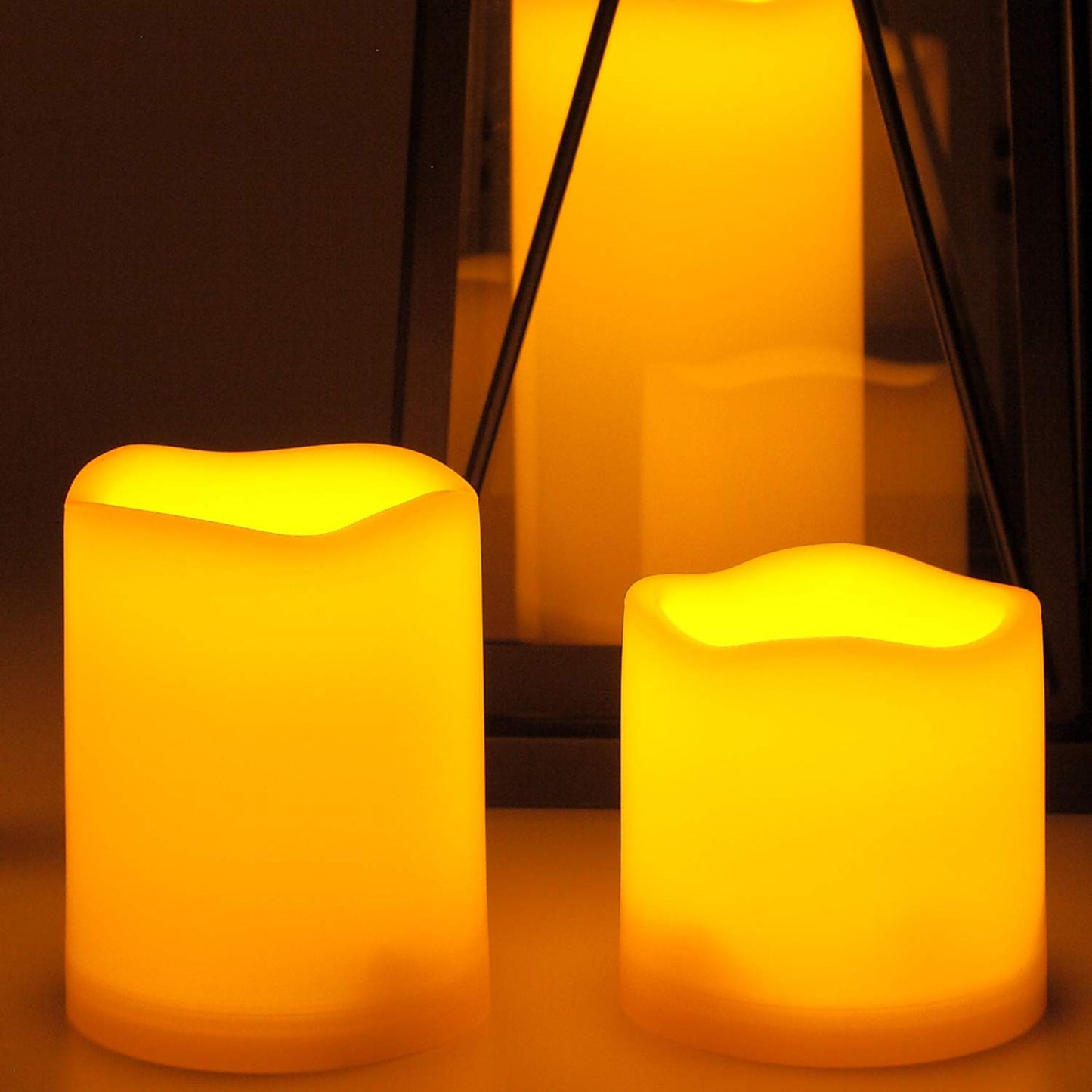 2 Pack LED Flameless Pillar Candles Waterproof Outdoor Battery Operated Candle Set with Cycling 24 Hours Timer Function for Lantern Home Garden Wedding Party Christmas Halloween Decoration 3x3 inches