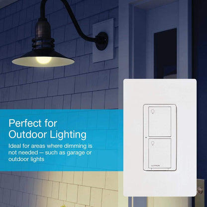 Lutron Caseta Smart Switch 3-Way Kit, with Pico Remote, Wallplate, Wall Bracket for LED Lights and Fans, 5 Amp, Neutral Required, P-PKG1WS-WH